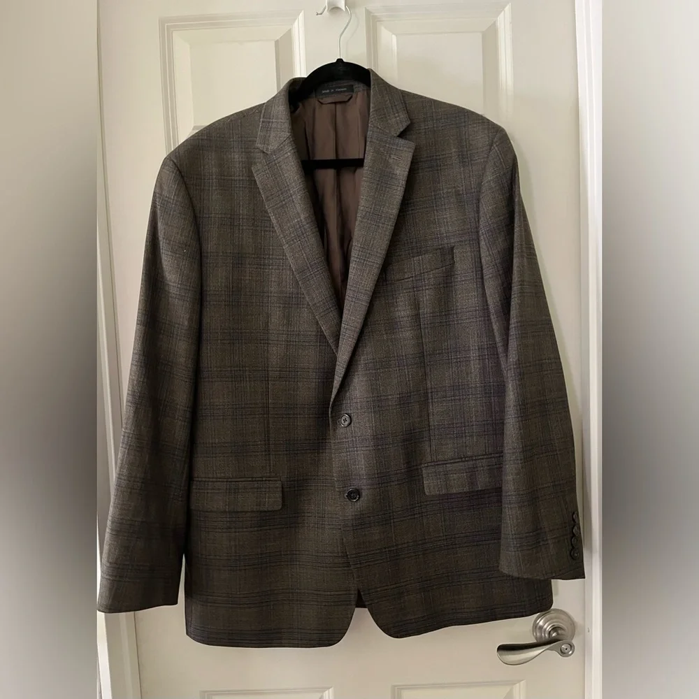 Men’s Ralph Lauren Blazer Suit Jacket Brown & Blue plaid Sports coat  Career 48L